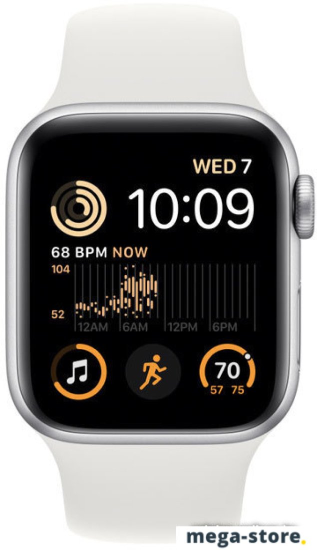 Умные часы Apple Watch SE 2 40 мм (алюминиевый корпус, серебристый/белый, спортивный силиконовый ремешок S/M)