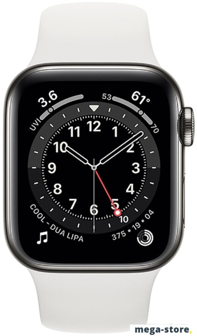 Умные часы Apple Watch Series 6 LTE 40 мм (сталь графитовый/белый спортивный)