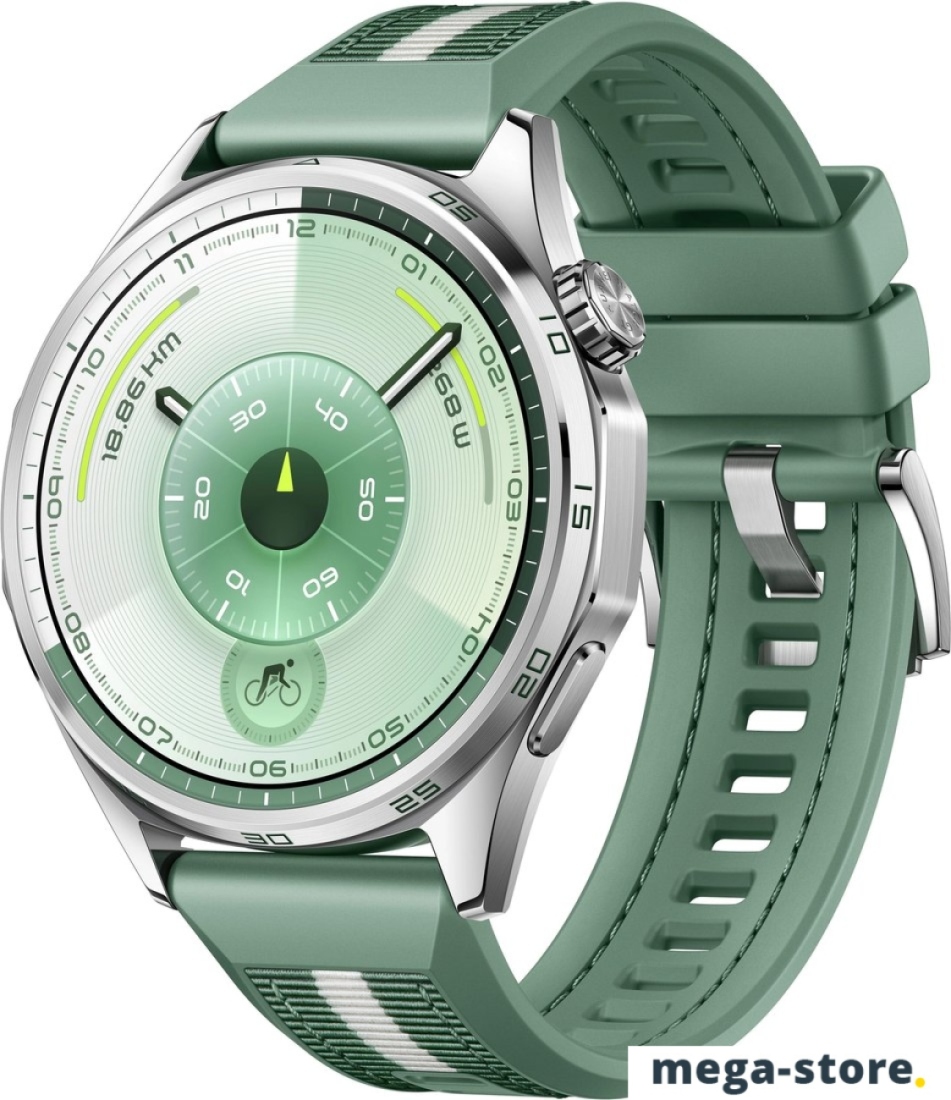 Умные часы Huawei Watch GT 6 46 мм (серебристый, с зеленым плетеным ремешком, международная версия)