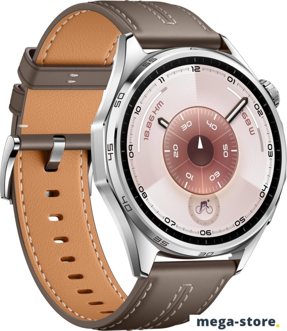 Умные часы Huawei Watch GT 6 46 мм (серебристый, с коричневым кожаным ремешком, международная версия)