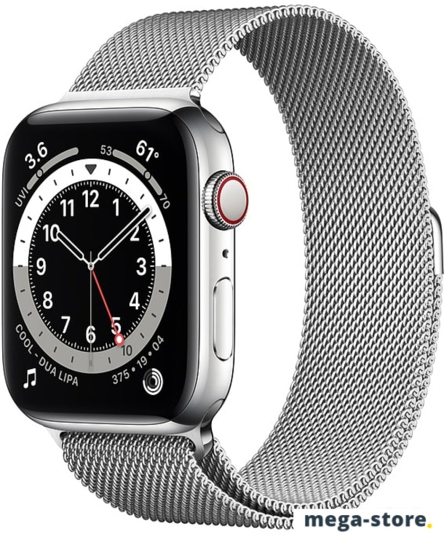 Умные часы Apple Watch Series 6 LTE 44 мм (сталь серебристый/миланский серебро)