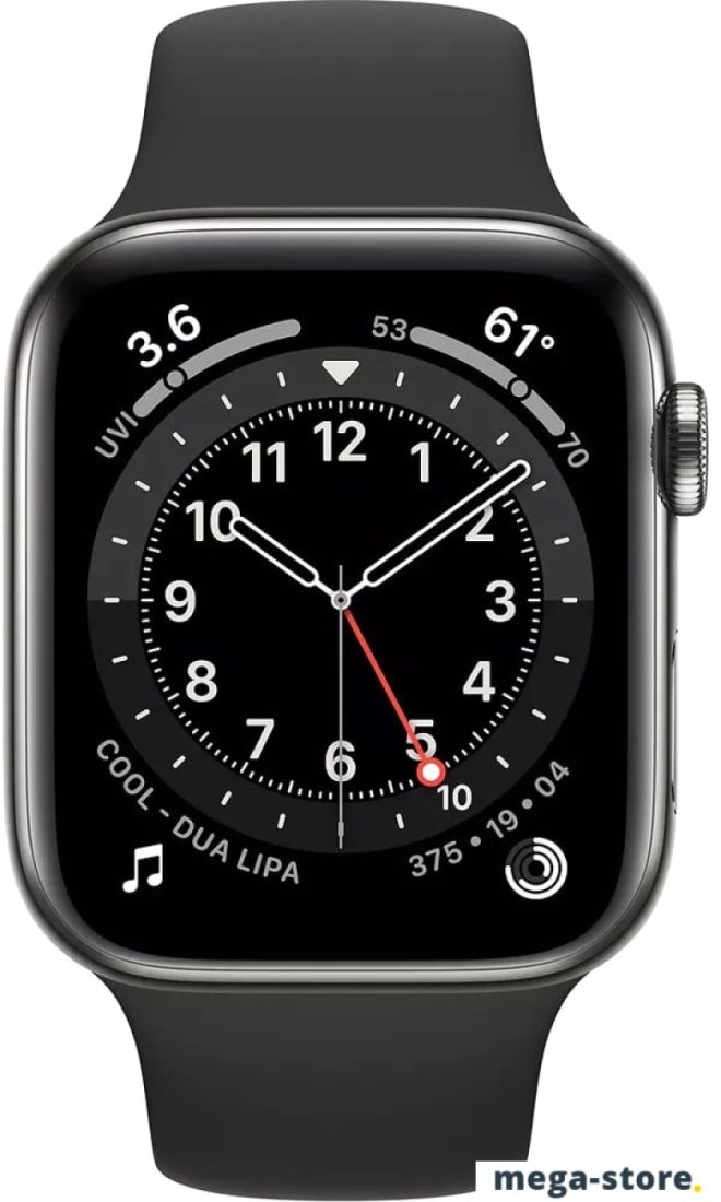 Умные часы Apple Watch Series 6 LTE 40 мм (сталь графитовый/черный спортивный)