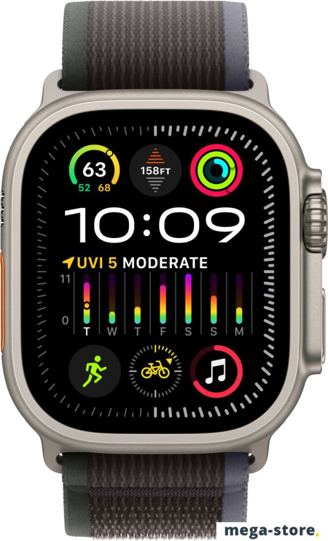 Умные часы Apple Watch Ultra 2 LTE 49 мм (титановый корпус, титановый/черно-синий, нейлоновый ремешок размера S/M)