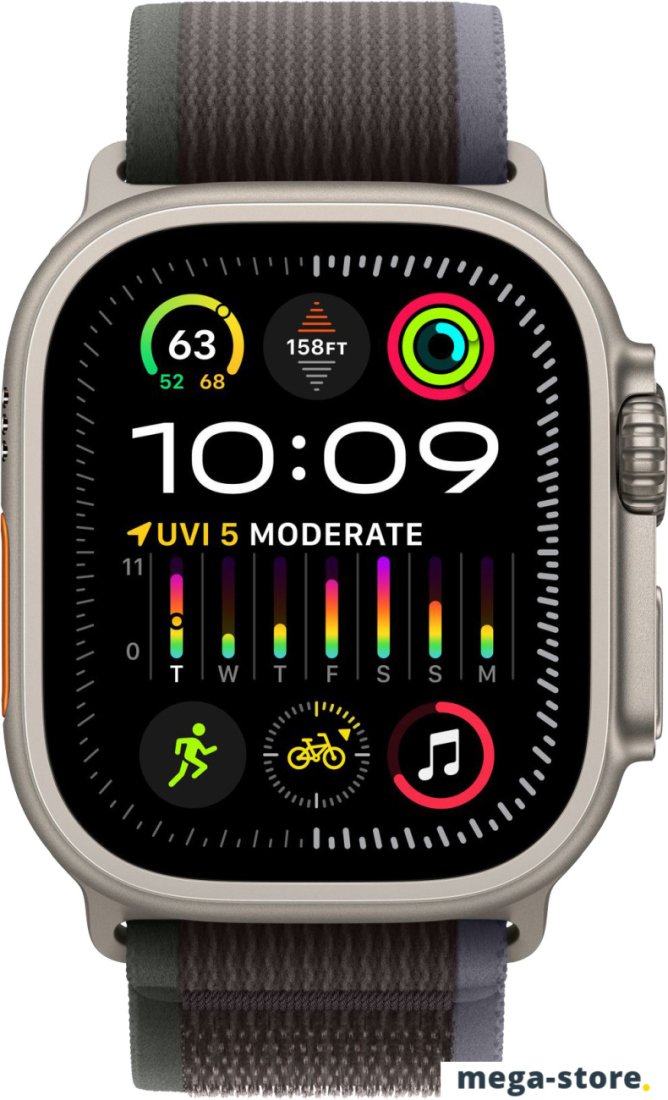Умные часы Apple Watch Ultra 2 LTE 49 мм (титановый корпус, титановый/черно-синий, нейлоновый ремешок размера M/L)