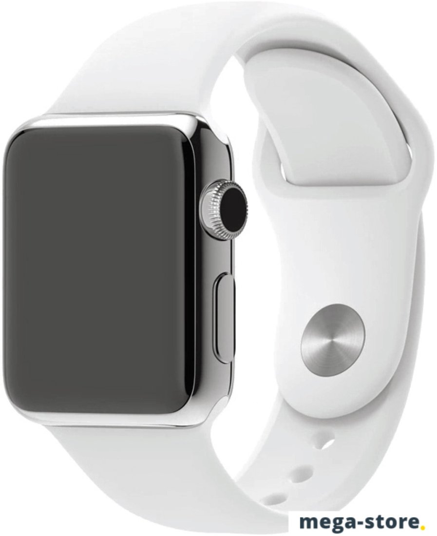 Умные часы Apple Watch 38mm Stainless Steel with White Sport Band (MJ302)