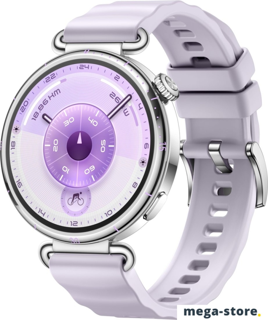 Умные часы Huawei Watch GT 6 41 мм (серебристый, с сиреневым силиконовым ремешком, международная версия)
