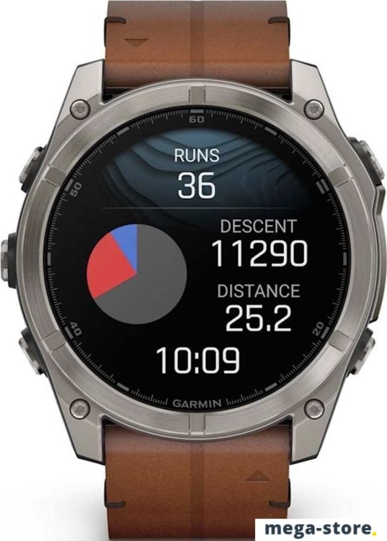 Умные часы Garmin Fenix 8 Sapphire 51мм (титановый, каштановый кожаный ремешок)