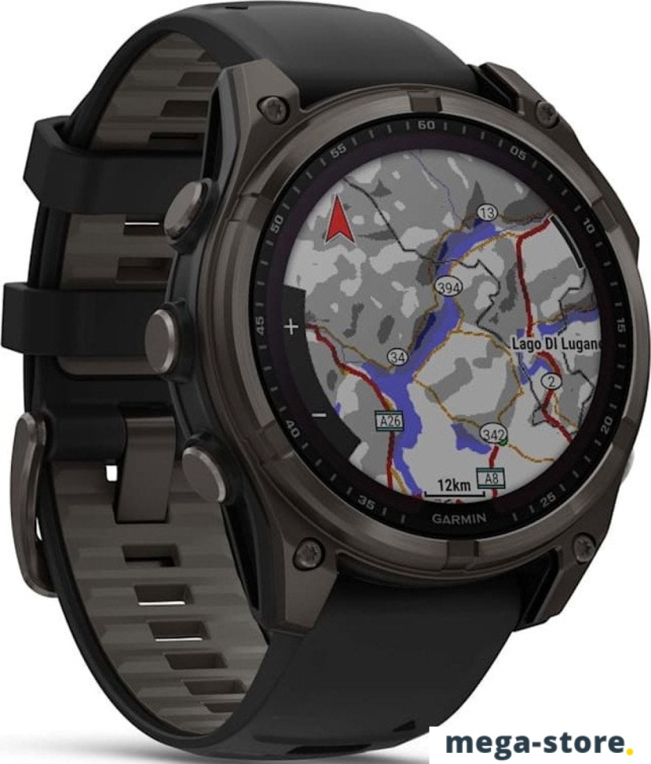 Умные часы Garmin Fenix 8 Solar, Sapphire 47мм (титановый угольно-серый DLC с черным ремешком)