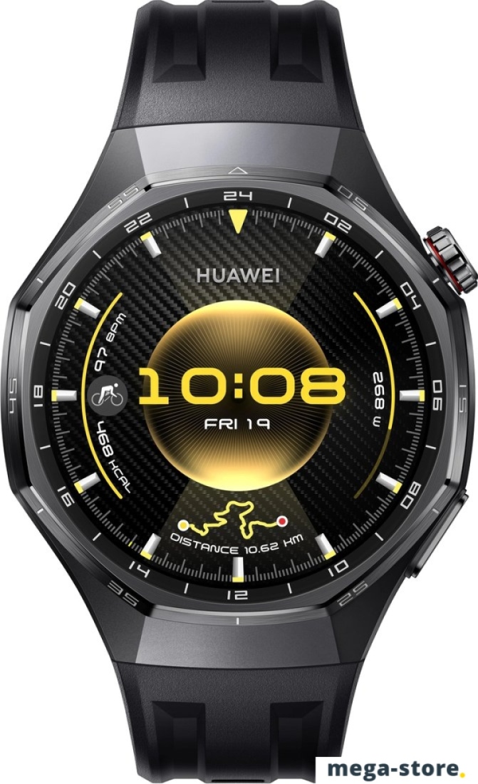 Умные часы Huawei Watch GT 6 Pro 46 мм (черный, с черным силиконовым ремешком, международная версия)