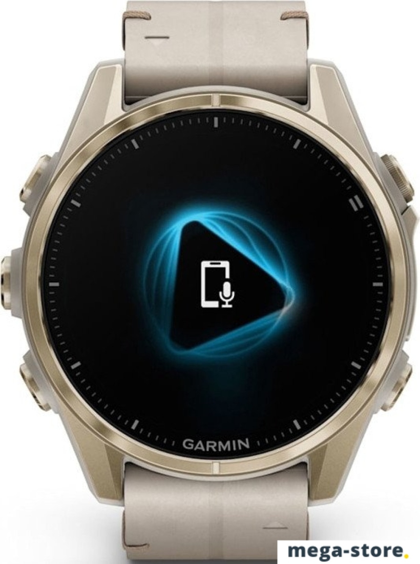 Умные часы Garmin Fenix 8 Sapphire 43мм (золотистый, серый кожаный ремешок)