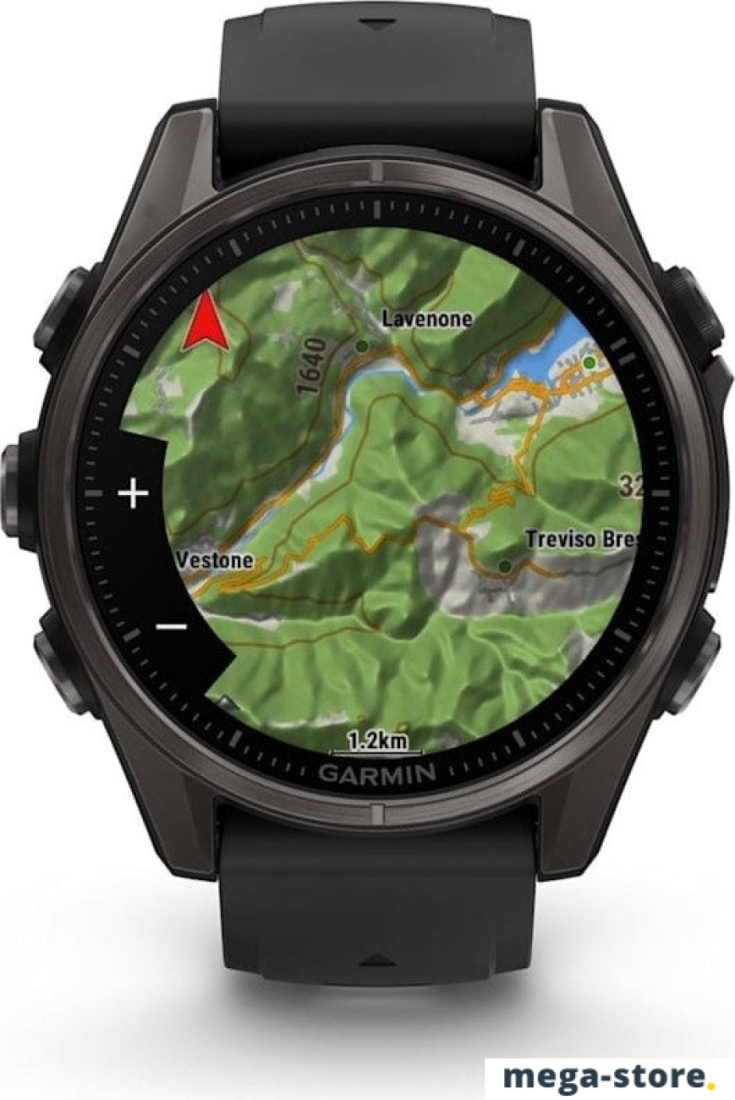 Умные часы Garmin Fenix 8 Sapphire 43мм (титановый угольно-черный DLC, пепельно-серый ремешок)