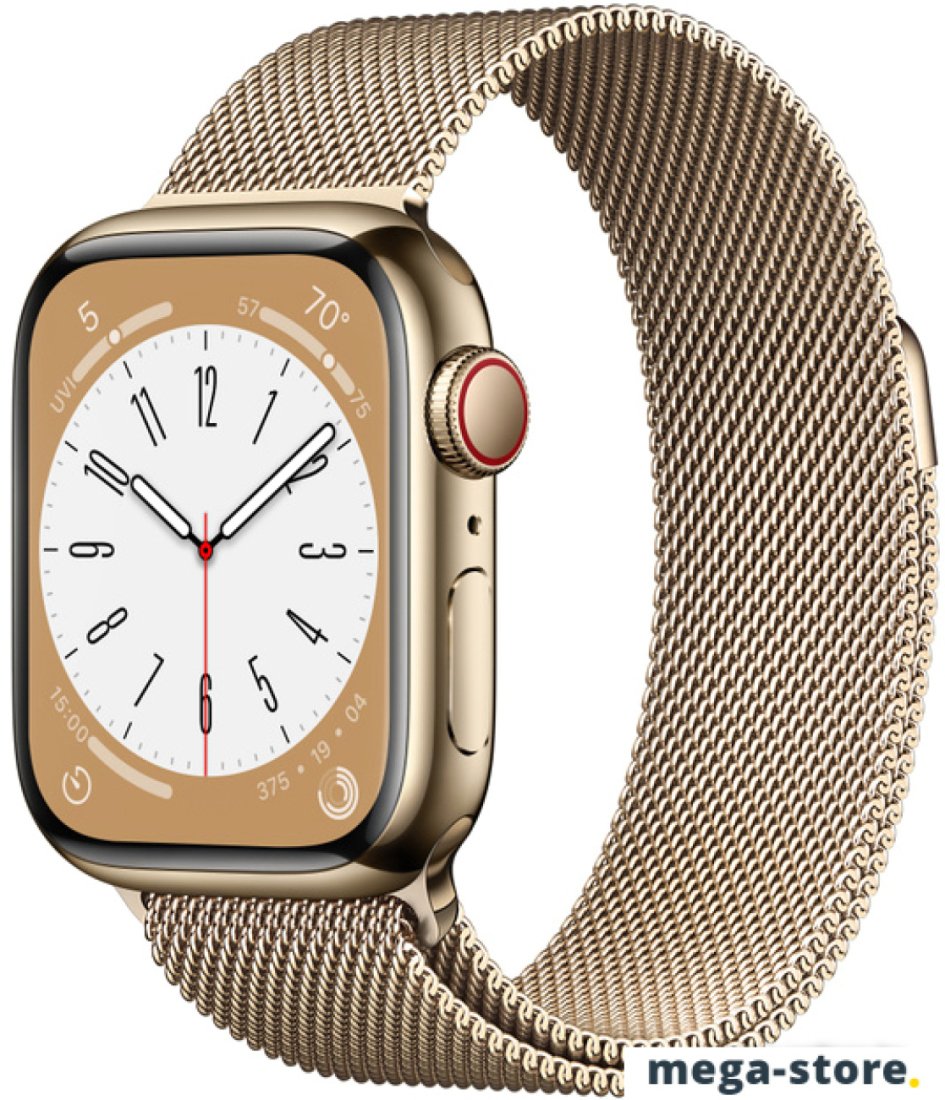 Умные часы Apple Watch Series 8 41 мм (корпус из нержавеющей стали, золото/миланский золотистый)