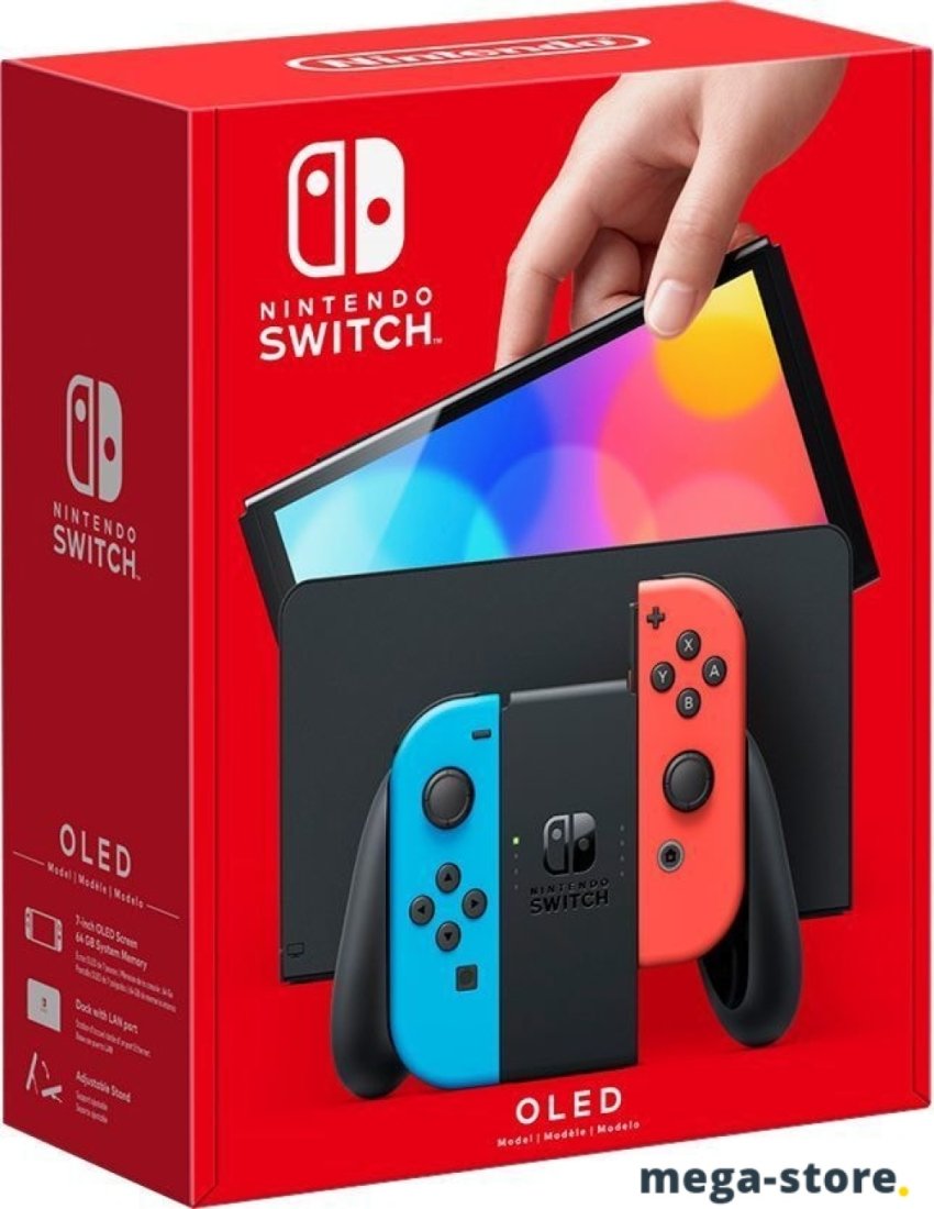 Игровая приставка Nintendo Switch OLED (черный, с неоновыми Joy-Con)