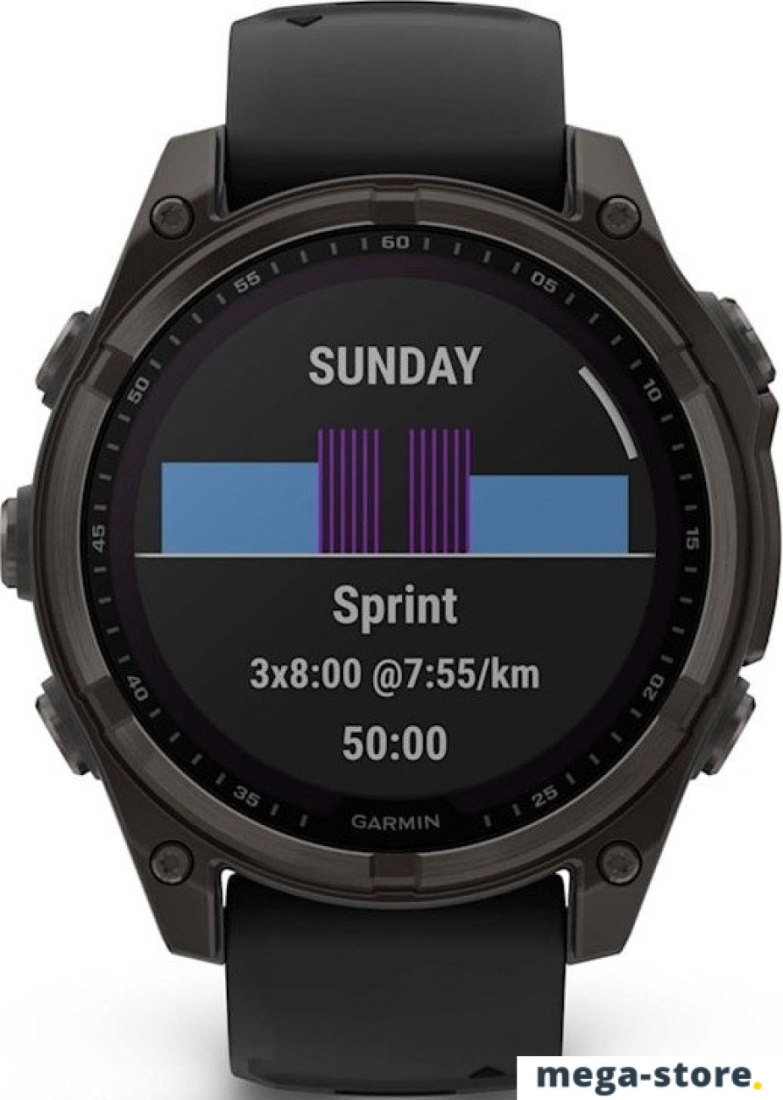 Умные часы Garmin Fenix 8 Solar, Sapphire 47мм (титановый угольно-серый DLC с черным ремешком)