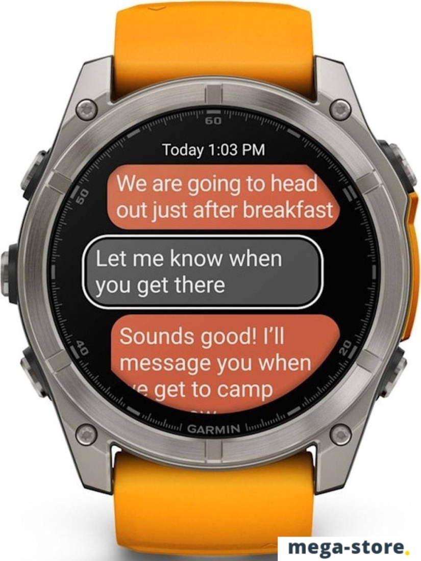 Умные часы Garmin Fenix 8 Sapphire 51мм (титановый, оранжевый силиконовый ремешок)