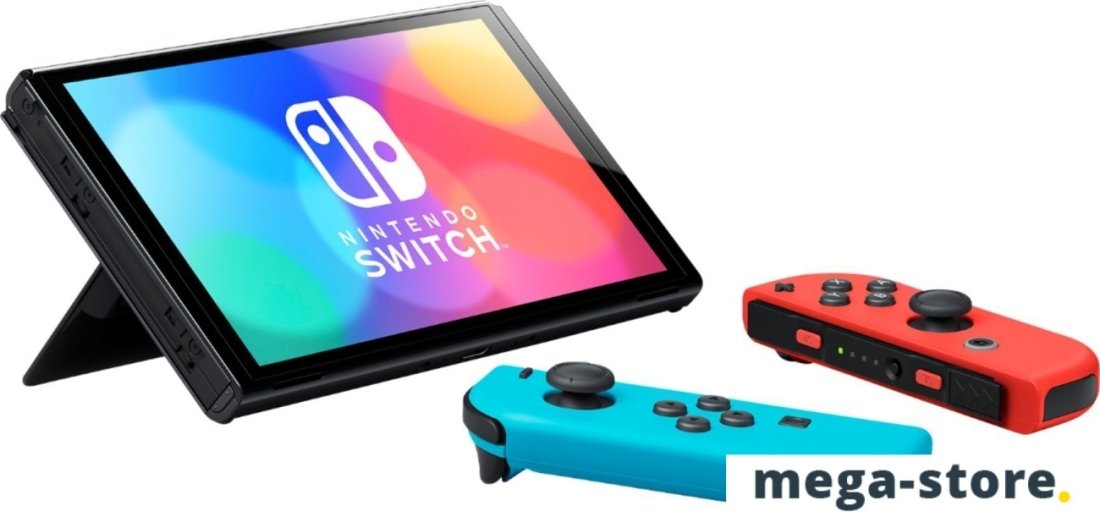 Игровая приставка Nintendo Switch OLED (черный, с неоновыми Joy-Con)