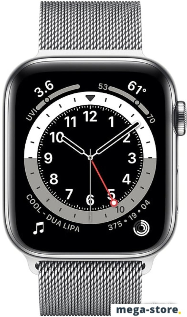 Умные часы Apple Watch Series 6 LTE 44 мм (сталь серебристый/миланский серебро)