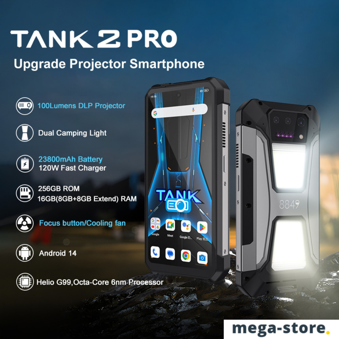 Смартфон Unihertz Tank 2 Pro 8GB/256GB (черный/серый)