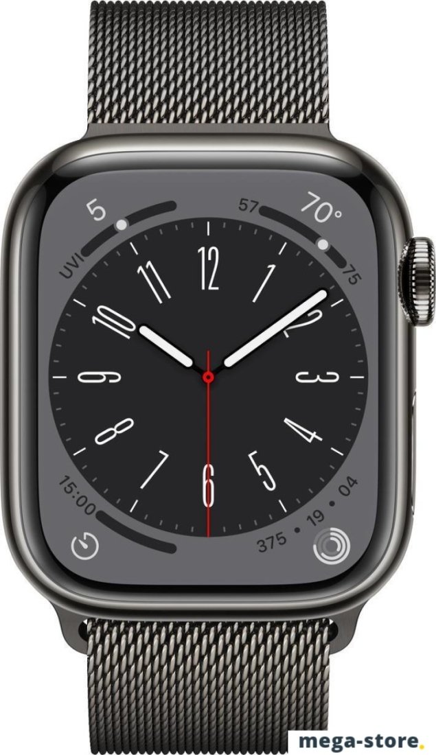 Умные часы Apple Watch Series 8 LTE 41 мм (корпус из нержавеющей стали, графит/миланский графитовый)