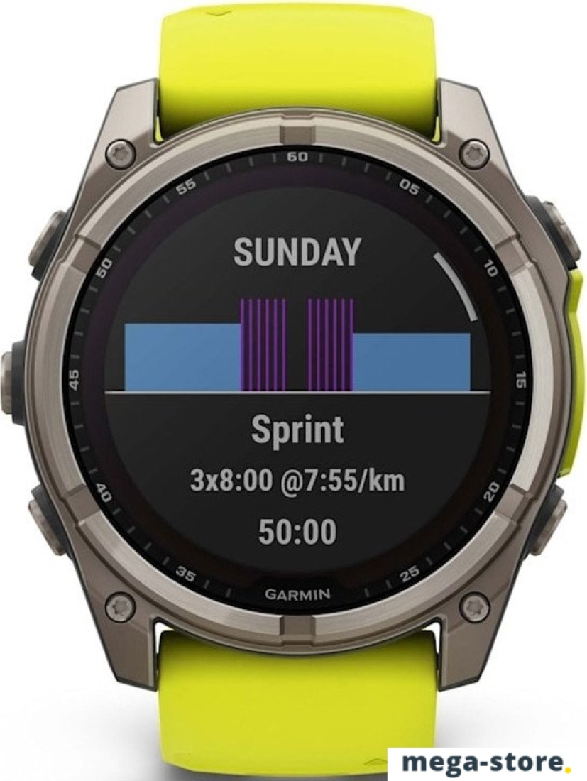 Умные часы Garmin Fenix 8 Solar, Sapphire 51мм (титановый, желтый силиконовый ремешок)