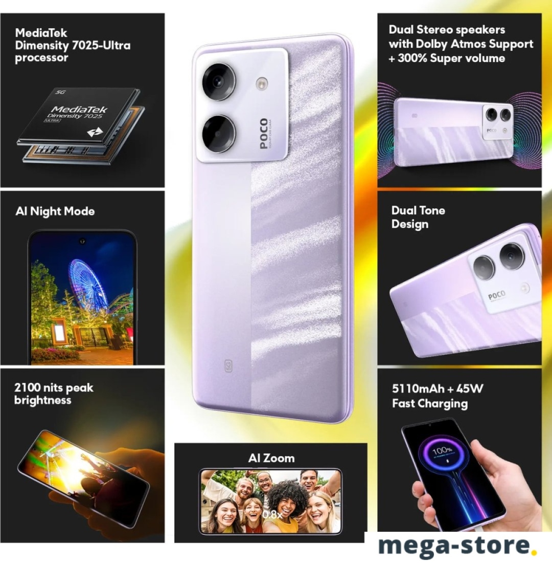 Телефон POCO M7 Pro 5G 8GB/256GB международная версия (фиолетовый)