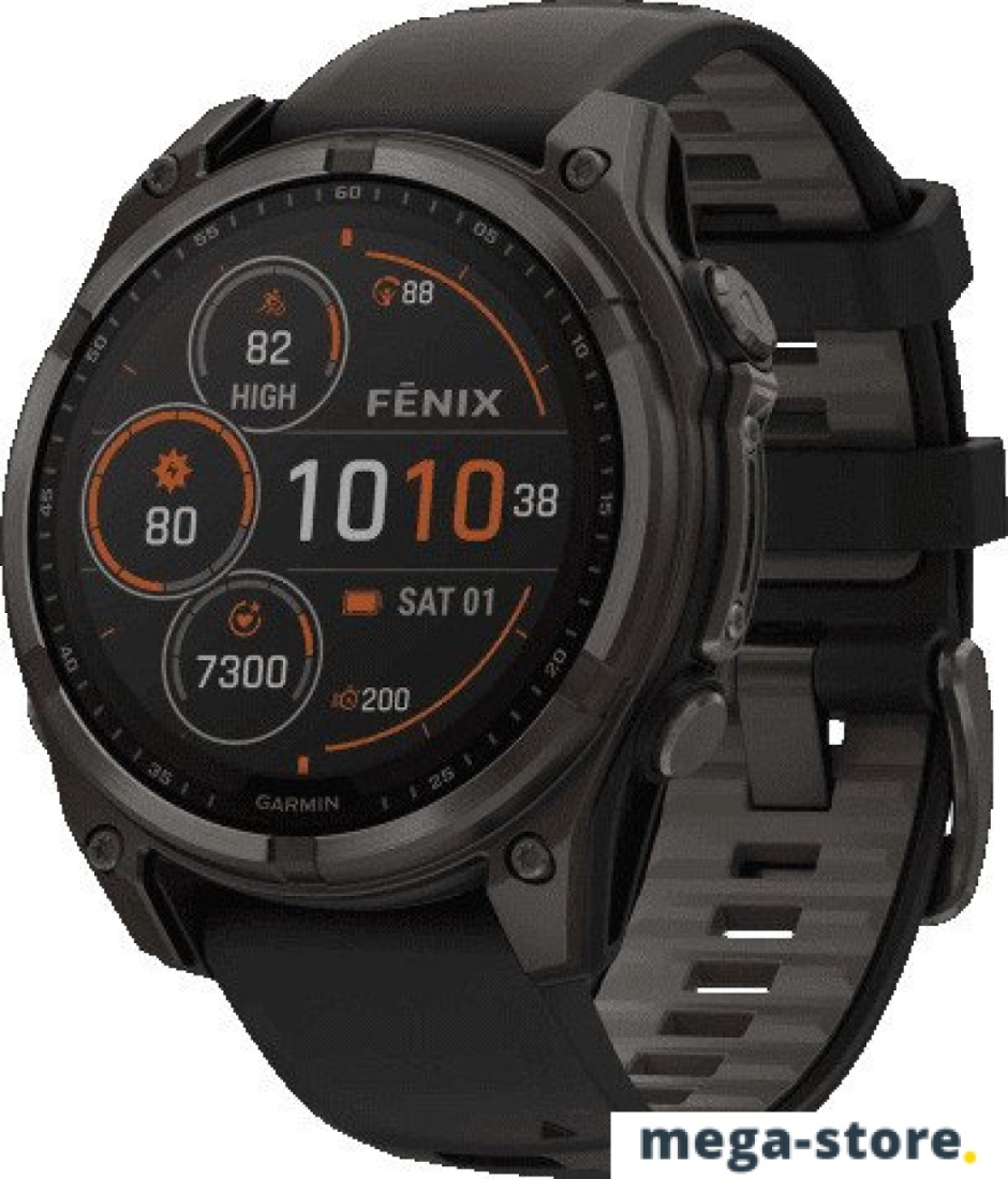 Умные часы Garmin Fenix 8 Solar, Sapphire 47мм (титановый угольно-серый DLC с черным ремешком)