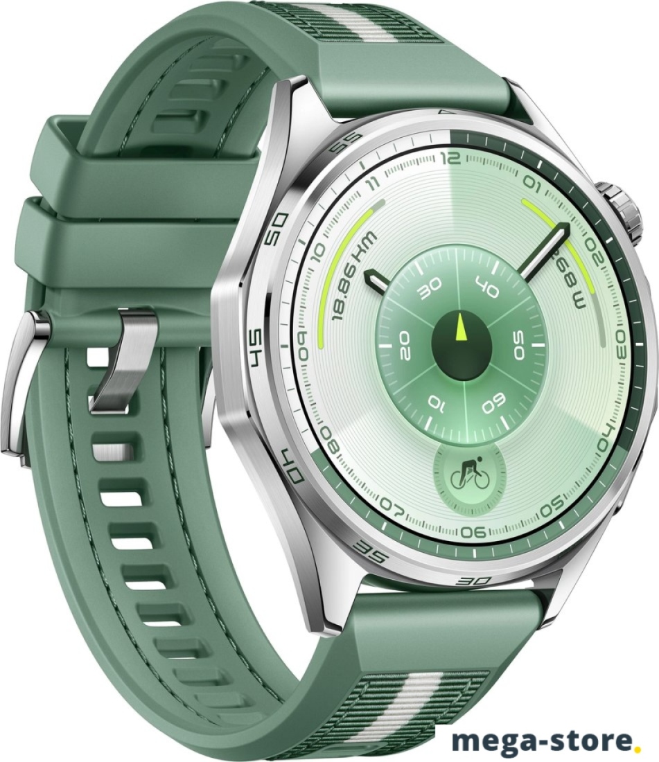 Умные часы Huawei Watch GT 6 46 мм (серебристый, с зеленым плетеным ремешком, международная версия)