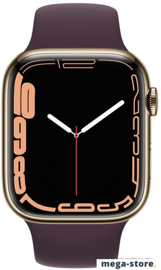 Умные часы Apple Watch Series 7 LTE 45 мм (сталь золото/темная вишня спортивный)