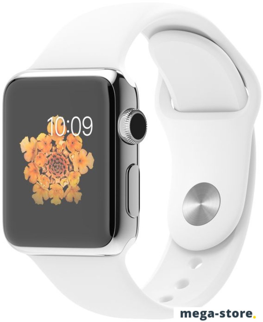 Умные часы Apple Watch 38mm Stainless Steel with White Sport Band (MJ302)