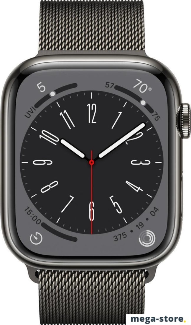 Умные часы Apple Watch Series 8 LTE 45 мм (корпус из нержавеющей стали, графит/миланский графитовый)