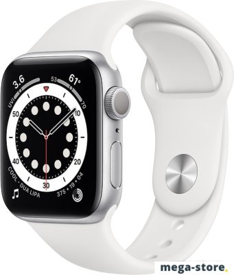 Умные часы Apple Watch Series 6 40 мм (алюминий серебристый/белый спортивный)