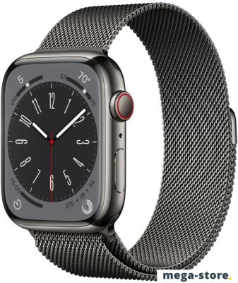 Умные часы Apple Watch Series 8 LTE 45 мм (корпус из нержавеющей стали, графит/миланский графитовый)