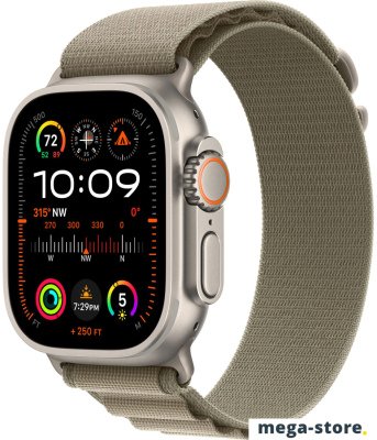 Умные часы Apple Watch Ultra 2 LTE 49 мм (титановый корпус, титановый/оливковый, текстильный ремешок размера S)