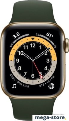 Умные часы Apple Watch Series 6 LTE 40 мм (сталь золотистый/зеленый спортивный)
