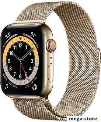 Умные часы Apple Watch Series 6 LTE 44 мм (сталь золотистый/миланский золотой)