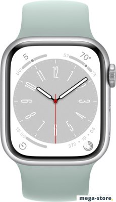 Умные часы Apple Watch Series 8 41 мм (алюминиевый корпус, серебристый/суккулент, силиконовый ремешок)