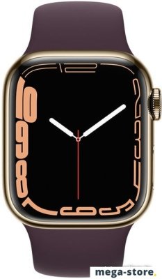 Умные часы Apple Watch Series 7 LTE 41 мм (сталь золото/темная вишня спортивный)