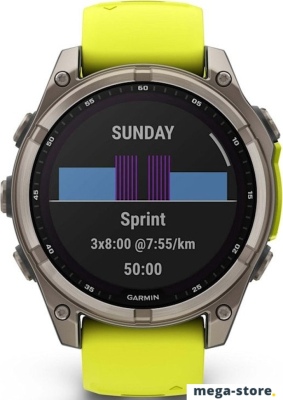 Умные часы Garmin Fenix 8 Solar, Sapphire 47мм (титановый серый с желтым ремешком)