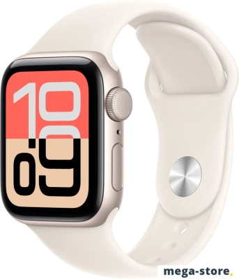 Умные часы Apple Watch SE 3 40 мм (алюминиевый корпус, звездный свет/звездный свет, спортивный силиконовый ремешок M/L)