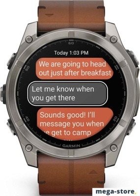 Умные часы Garmin Fenix 8 Sapphire 51мм (титановый, каштановый кожаный ремешок)