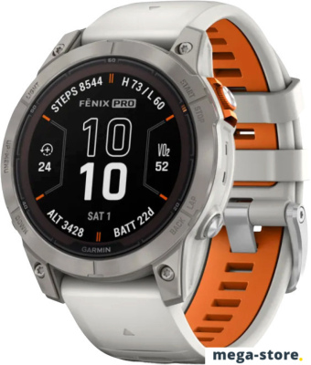 Умные часы Garmin Fenix 7 Pro Sapphire Solar (титан/оранжевый)