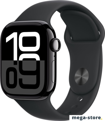 Умные часы Apple Watch Series 10 42 мм (алюминиевый корпус, черный/черный, спортивный силиконовый ремешок S/M)