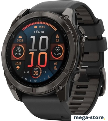 Умные часы Garmin Fenix 8 Sapphire 51мм (угольно-серый DLC, пепельно-черный силиконовый ремешок)