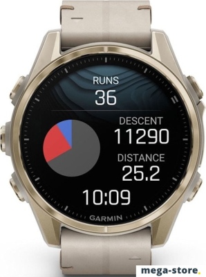 Умные часы Garmin Fenix 8 Sapphire 43мм (золотистый, серый кожаный ремешок)