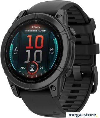 Умные часы Garmin Fenix 8 E 47мм (серая сталь, черный силиконовый ремешок)