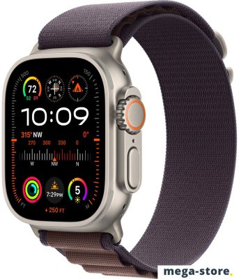 Умные часы Apple Watch Ultra 2 LTE 49 мм (титановый корпус, титановый/индиго, текстильный ремешок размера L)