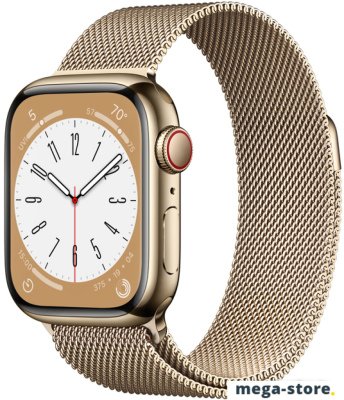Умные часы Apple Watch Series 8 41 мм (корпус из нержавеющей стали, золото/миланский золотистый)