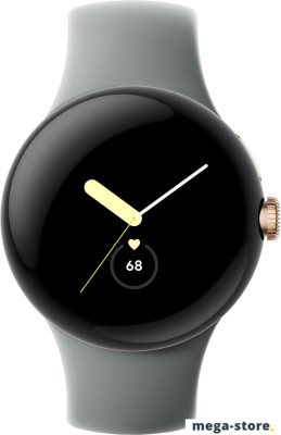 Умные часы Google Pixel Watch LTE (золотистый шампань/ореховый, спортивный силиконовый ремешок)