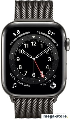 Умные часы Apple Watch Series 6 LTE 44 мм (сталь графитовый/миланский черный)