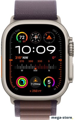 Умные часы Apple Watch Ultra 2 LTE 49 мм (титановый корпус, титановый/индиго, текстильный ремешок размера M)